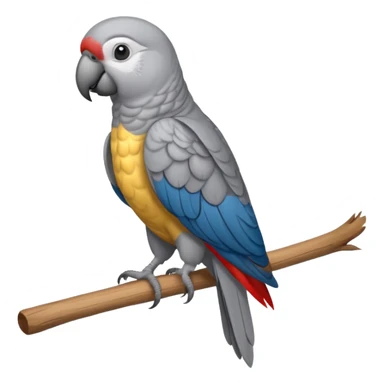 gray parrot on stick sticker