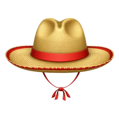 Sombrero de paja con una tira roja en la parte central sin ninguna soporte solo una tira  sticker