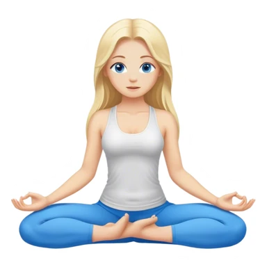 Cinematic realistic blonde with long hair and blue eyes does yoga sticker