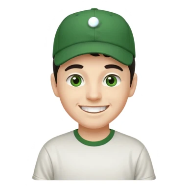 older-teenage-boy-dark-hair-green-eyes-tshirt-smiling-with-teeth-showing-baseball-hat-on-sideways sticker