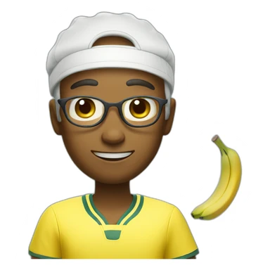 kawaii cute banana tennis player sticker