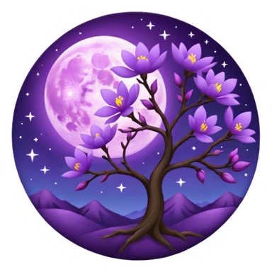 purple blossom with a purple Moon sticker
