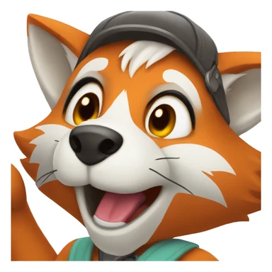Anthro fox saying hi sticker