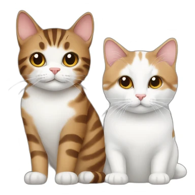 Brown tabby cat and white cat side by side sticker