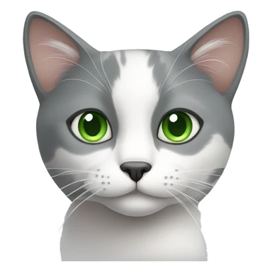 gray and white cat with green eyes  sticker