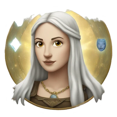 white girl and tarot card with corwn on had sticker