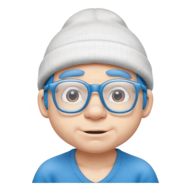 smurf with glasses white beanie no shirt sticker