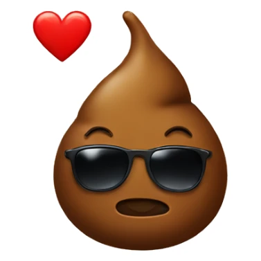 poop with sunglasses and heart sticker