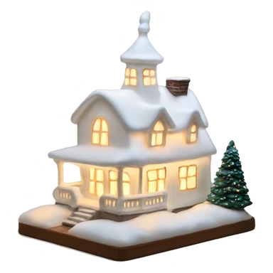 Lit up white porcelain Christmas house sticker