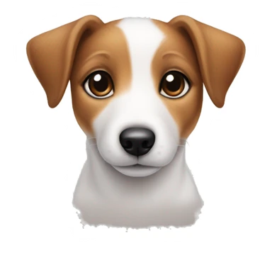 Jack Russell Puppy that’s an angel with brown over its eyes and white down the center of its head sticker