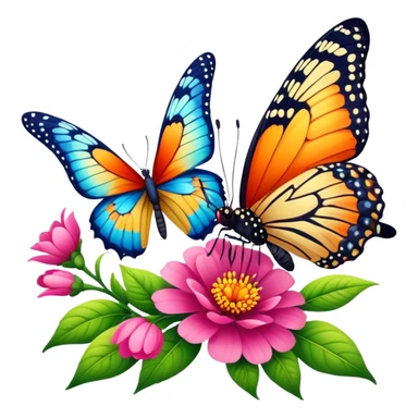 Flower and butterfly sticker