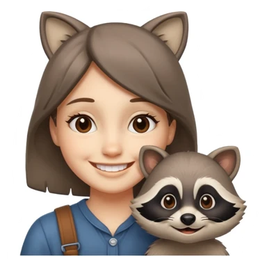 Racoon speaking with a person in cartoon emoji style friendly and calm sticker