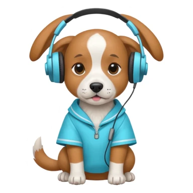 dog, korean handbook dress with headphone, cyan sticker