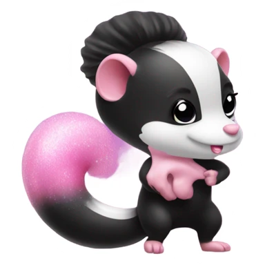 Pink ombre skunk blowing out a fart with glitter  sticker