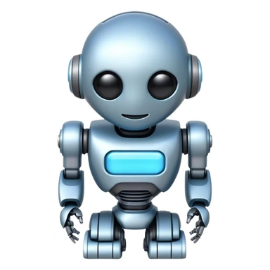 An emoji of a robot, but with a more futuristic design, smooth lines, and a soft blue glow sticker