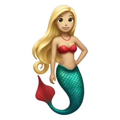 Pretty detailed mermaid with red tail and blonde ponytail  sticker