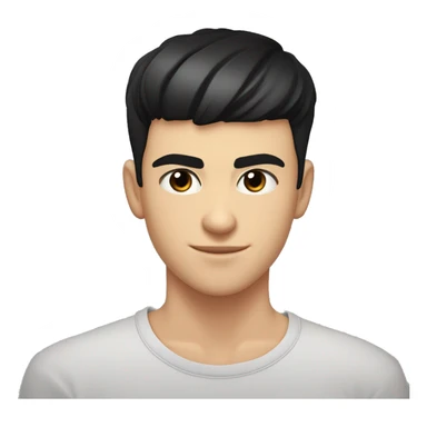 thick eyebrows, an average nose, and black eyes, My hair is styled forward, with shaved sides and bangs that cover my forehead. teenager average guy male 15 years old black hair black eyebrow sticker