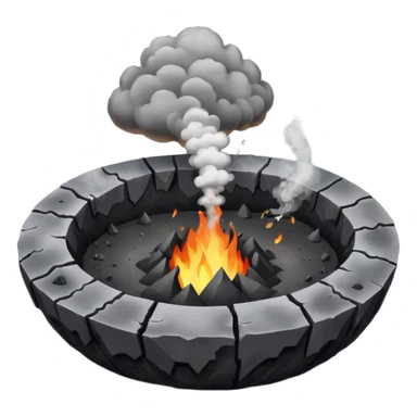 A smoking crater releasing dark ash clouds. sticker