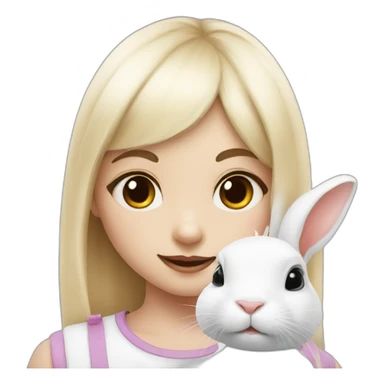 white rabbit with a little girl with black bangs sticker