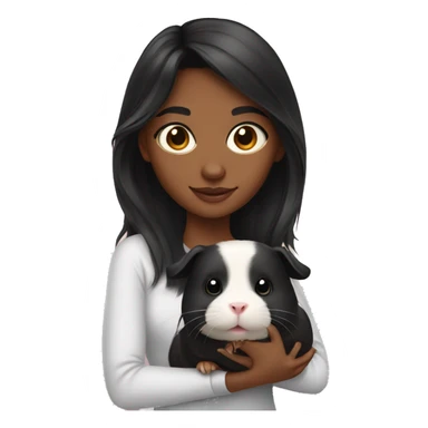 black hair girl with guinea pig sticker