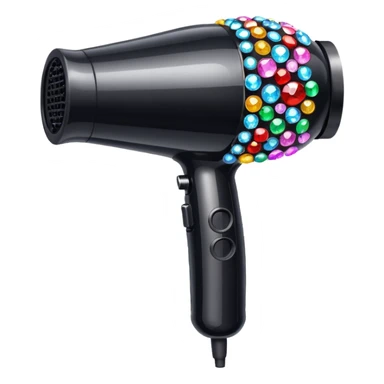 black blow dryer covered in gems sticker