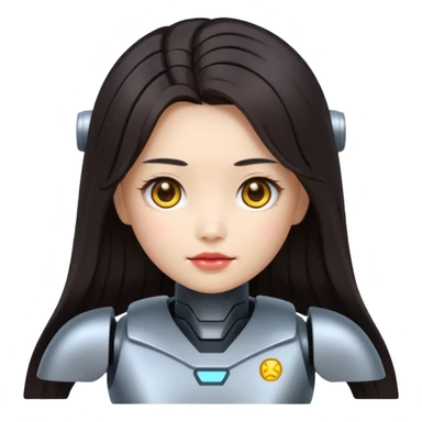 chinese babe ai robot long dark hair emoji warrior sticker