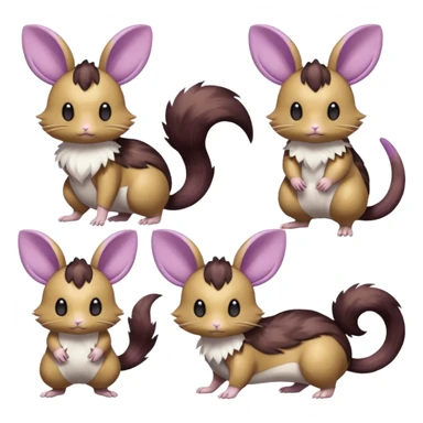 Rattata-Dedenne-Emolga-Minccino-Purrloin-Fakemon-hybrid-creature (full body) sticker