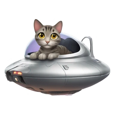 hovercat on alien spaceship sticker