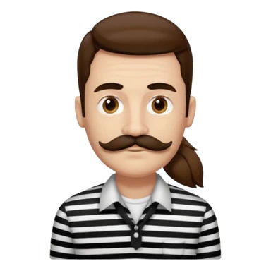 striped shirt with long hair and moustache sticker