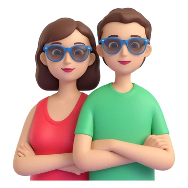 A happy woman with brown hair and a child boy, both wearing Ray-Ban glasses sticker