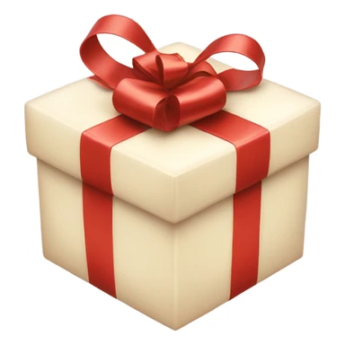 Cream Christmas present with a ribbon bow on it  sticker