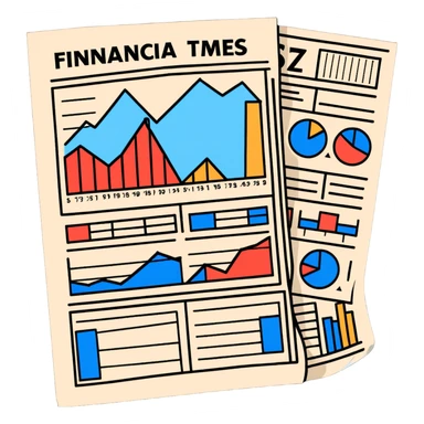 Financial Times newspaper with charts and graphs sticker