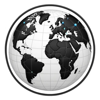 white and black world globe with digital network connections sticker