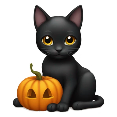 black cat holding a pumpkin sticker