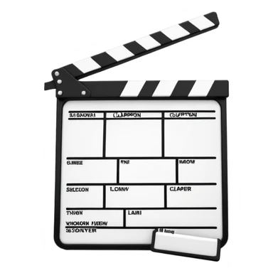 minimalist film clapperboard, simple movie slate with clear black and white design, classic cinema clapper sticker