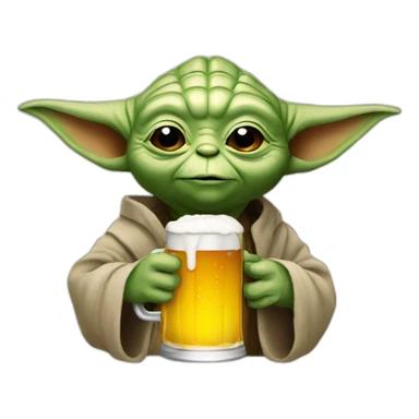 Yoda drinking a beer sticker