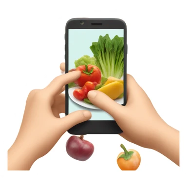 hand taking picture of healthy food sticker