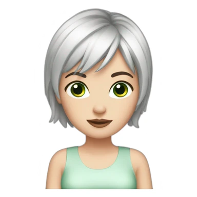 white girl short black hair green eyes sticker