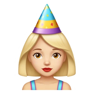 Girl wearing a party hat sticker