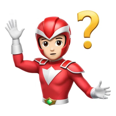 power ranger with question marks above head sticker