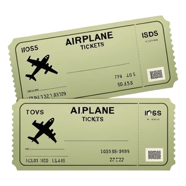 Two pale olive airplane tickets sticker