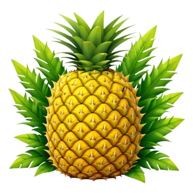 bright yellow pineapple with green leaves sticker
