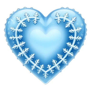 An ice blue heart with frost and ice crystals covering it sticker