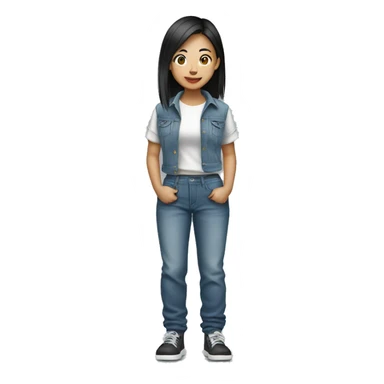 Asian girl wearing baggy jean pants  sticker