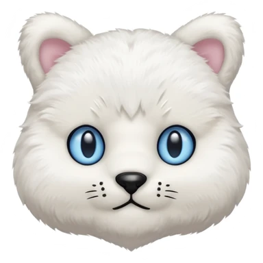White teddy bear body, cat head with white fur and blue eyes iOS style sticker