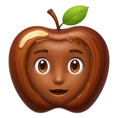 a small swirl of tamarind paste, dark brown, thick sticky texture, glossy, irregular, dense, fibrous strands, chestnut to reddish-brown, no spoon or packaging, just the paste, apple emoji style, soft lighting, transparent background, emoji scale sticker