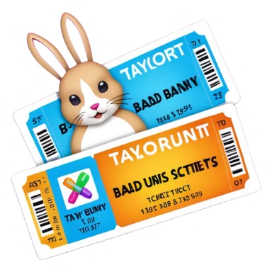 bad bunny and taylor swift concert tickers sticker