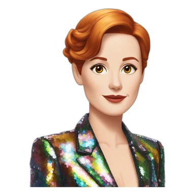 Audrey fleurot straight hair back with multicolored sequined suit sticker