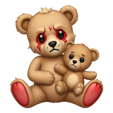 Demon hurting a teddy bear sticker
