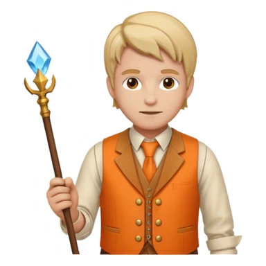 Draftsman in orange waistcoat holding a wand sticker